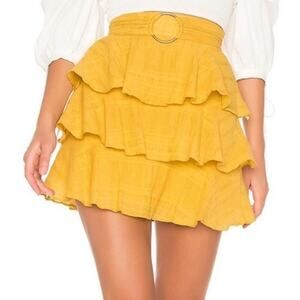 Tularosa Tiered Mini Skirt With Ring Design Yellow Size Small